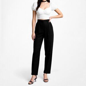 Vintage Y2K Black High Waisted Pleated Detail Tapered Trouser Pants Size S